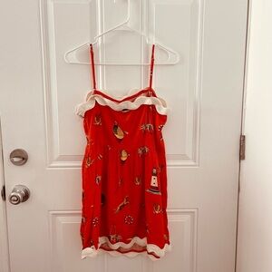 Charming Red Nautical Women's Casual Dress